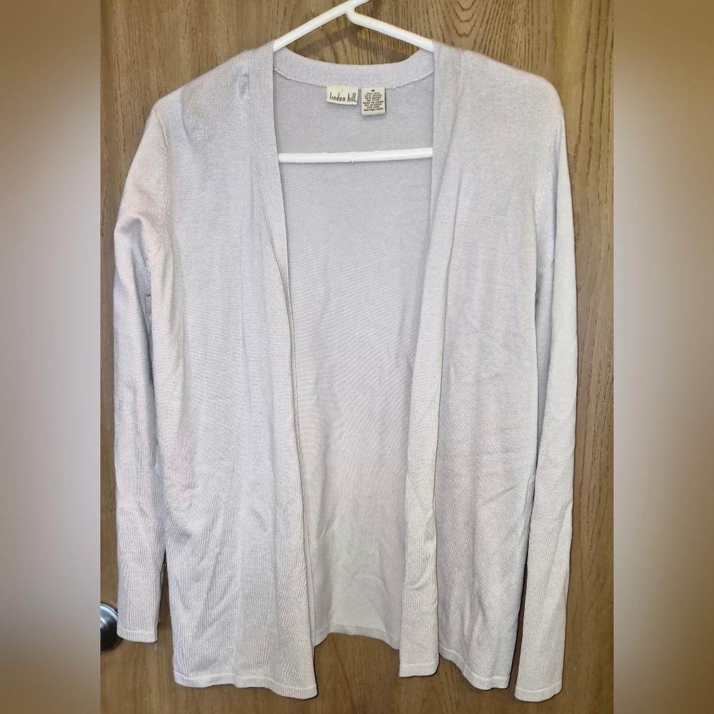 Linden Hill Open Front Cardigan Tan Silk Blend Size Medium